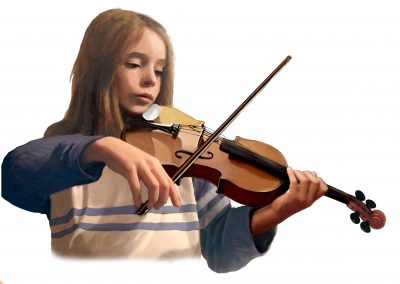 Illustration of young girl playing the violin
